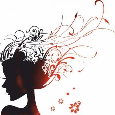 Pochoir visage femme fleurs volutes mon artsiane ref fem3001