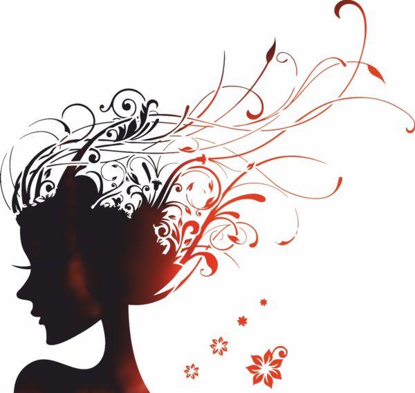 Pochoir visage femme fleurs volutes mon artsiane ref fem3001