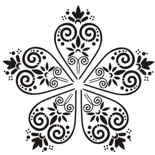 Pochoir volutes orientale cinq branches mandala etoile a peindre mon artisane