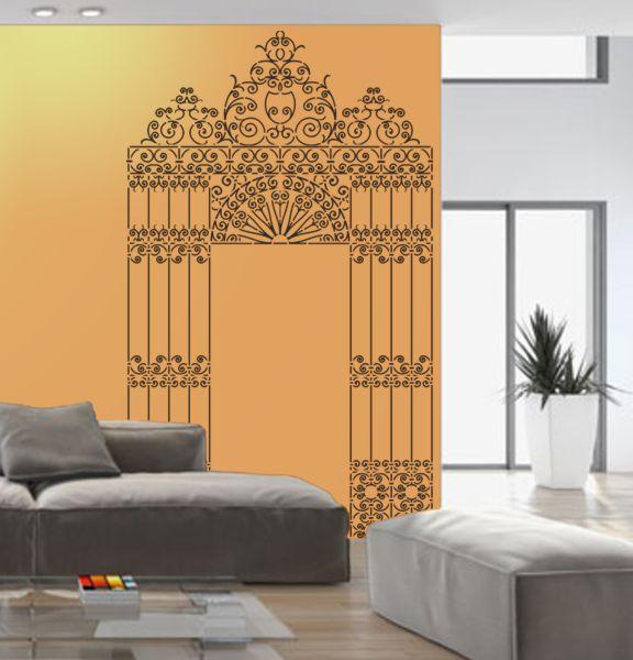Portail fer forge pochoir a peindre pour decoration murale