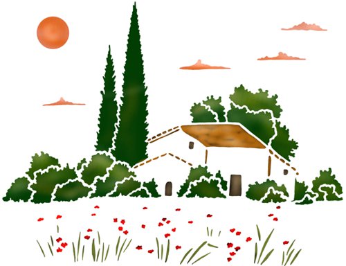 Prov858 paysage provencal pochoir