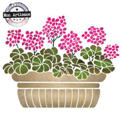 Spf101 pochoir jardiniere de geranium a peindre mon artisane