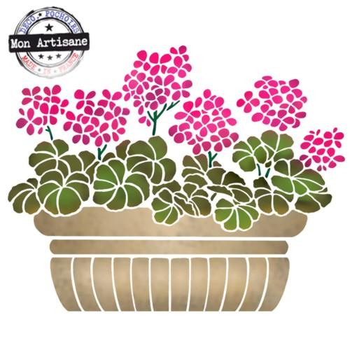 Spf101 pochoir jardiniere de geranium a peindre mon artisane