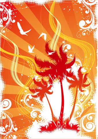 Sticker ile tropicale palmiers design moderne small