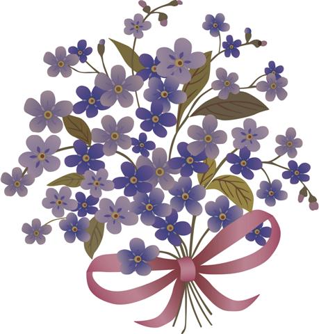 Sticker violettes fl50098 bouquet fleurs bleues decoupe small