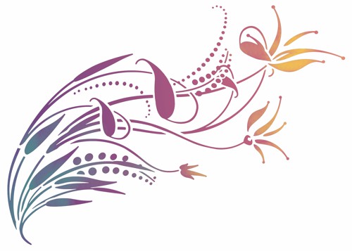 Stipo663 fleurs style moderne pochoir mural