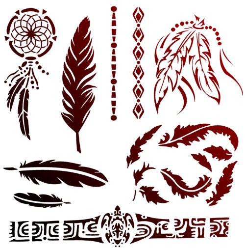 Tat22599 pochoirs tatouages tatoo attrape reves plumes mon artisane